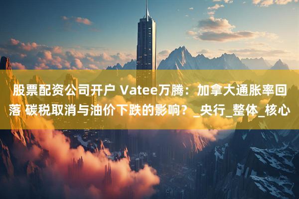 股票配资公司开户 Vatee万腾：加拿大通胀率回落 碳税取消与油价下跌的影响？_央行_整体_核心